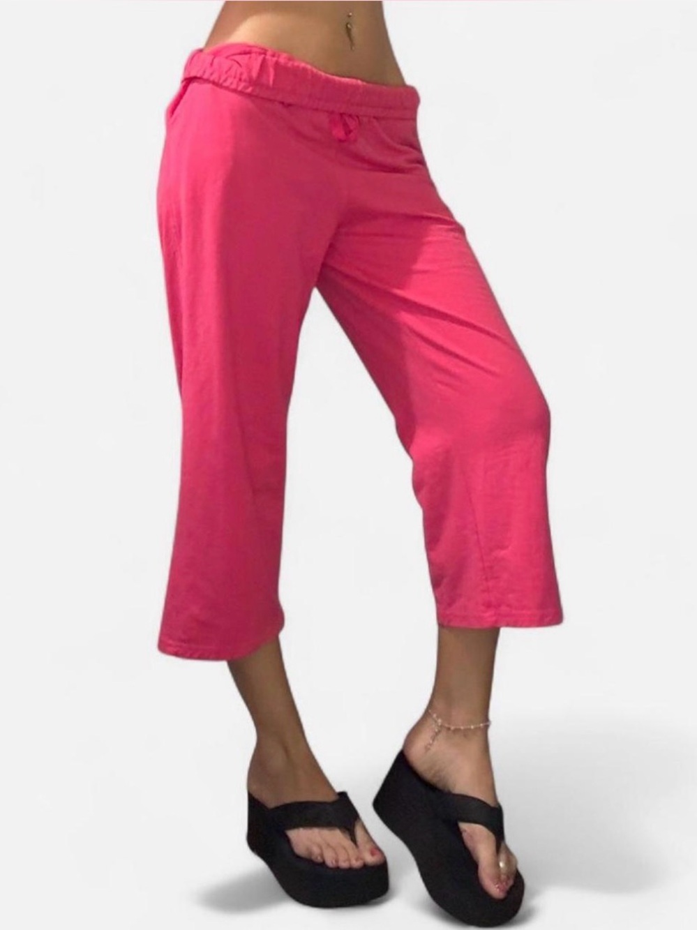 Y2K Comfort Waistband Capri Lounge Pants - Pink
